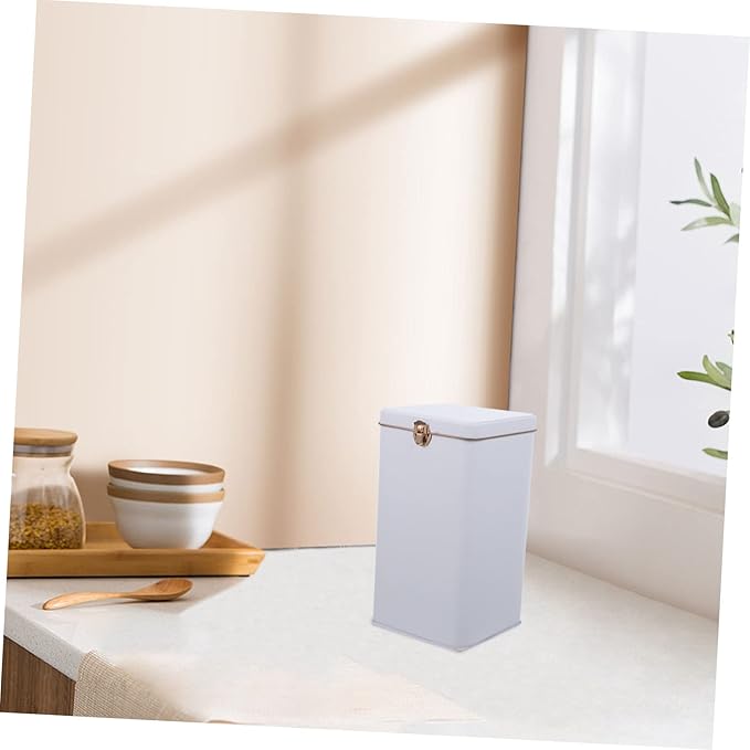Metal Tea Canister with Airtight Lids Candy Jar Kitchen Storage Jar Tea Tin Tins Tea Storage Jar Jars with Lid Food Storage Tin Container White Tea Box Loose Tea Tinplate