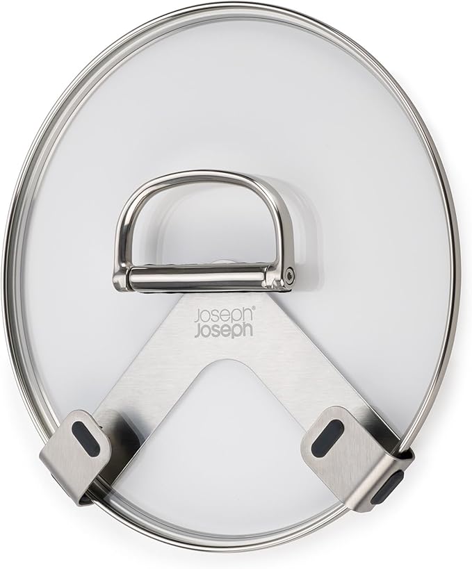Joseph Joseph Space Set of 2 Pot and Pan Lid Holders Self Adhesive Wall Mount Storage Organizer, Suitable for Lids up to 11 in, 3M VHB Tape and Screws Included, Stainless Steel