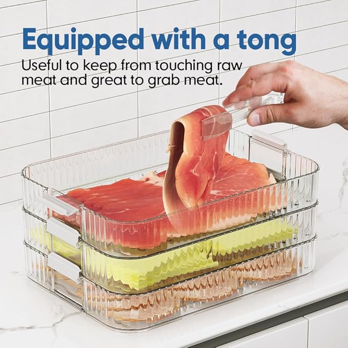 Deli Meat Container for Fridge Organizers and Storage, Lunch Meat Container for Refrigerator Organizing, Deli Containers with Lids, Bacon Cheese Container for Refrigerator