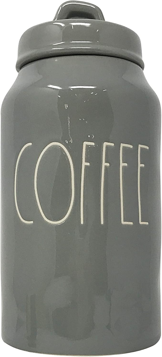 Rae Dunn by Magenta Ceramic Food Storage Canisters (9.5" in Height, Coffee/Grey/White Font)