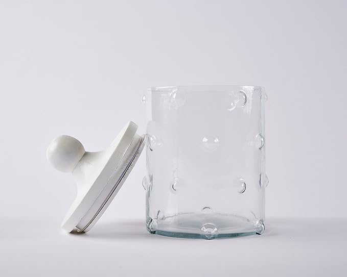 Mud Pie Hobnail Glass Canister, Medium, 9" x 5.5"dia