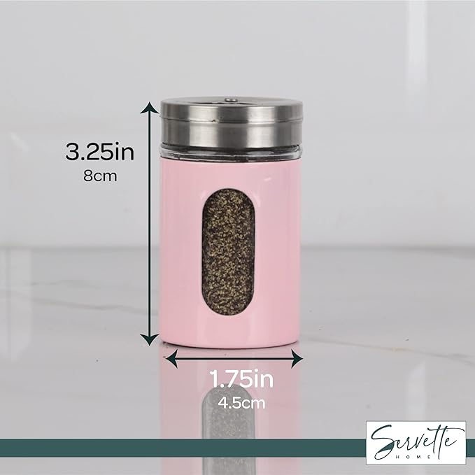 Light Pink Salt Pepper Shakers Retro Spice Jars Glass - Set of 2