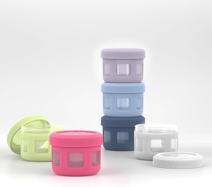 Ello Reusable Condiment Containers 4oz each with Screw-on Leak Proof Lid | Perfect for Salad Dressing Sauce Dips Lunchbox Picnic Travel Bento Box | BPA-Free | Dishwasher Safe