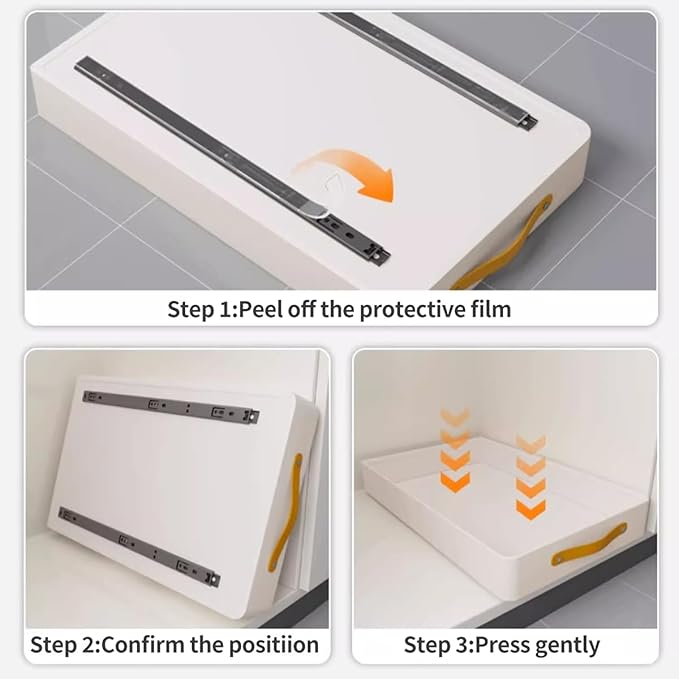 Pull out cabinet organizer, metal heavy duty drawer, under sink pull out home organizer with nano adhesive film fixing for kitchen/storage/bathroom/bedroom,12.2" W x 18.9" D x 3.15" H