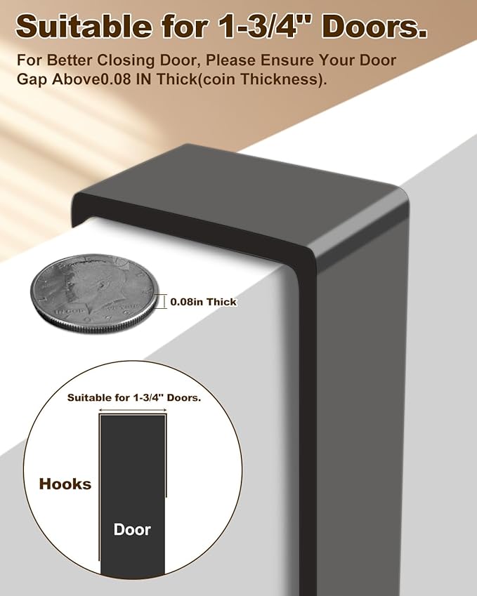 2 Pack Over The Door Hooks, Sturdy Door Hanger, Large Over The Door Towel Rack with 6 Hooks, Heavy Duty Easy to Install, for Bathroom, Bedroom,Kitchen,Hanging Towels, Coats (Black).