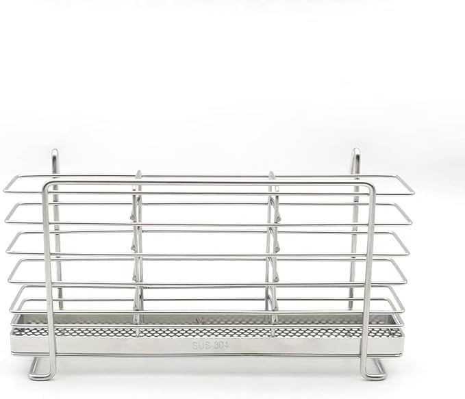Utensil Holder, 304 Stainless Steel Rust Free Cutlery Utensil Holder, 3 Divided Compartments Silverware Organizer Rack, with Hooks Removable Drying Rack for Kitchen Organization(Silver)