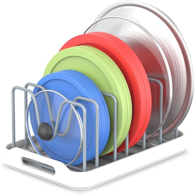 EVERIE Pot Lid Organizer for Pots, Pot Lids, Cake Molds, Cutting Boards, Mats, Dishes, Plates, Bakeware, Cookware GS04