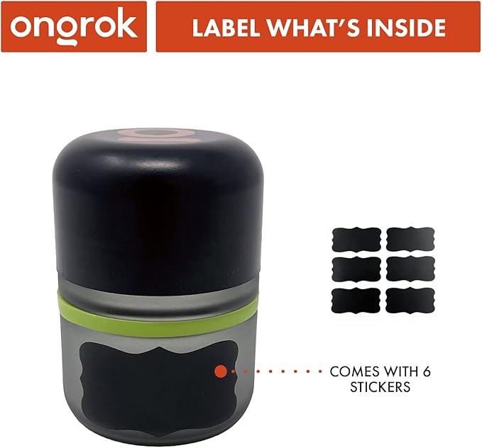 ONGROK Glass Storage Jar, 80ml, 6 Pack, UV Herb/Spice Jar with Child Resistant Lid, Color-Coded Glass Containers Air Proof to Preserve Smell and Aroma, Perfect Size to Store in a Drawer or Cupboard