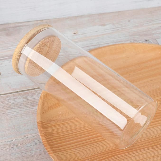 Hemoton 380ml Glass Kitchen Canisters with Airtight Bamboo Lid Glass Storage Jars Kitchen Organization for Flour Sugar Coffee Bean Candy Snack Loose Tea Salt, 6.5 x 6.5 x 15cm