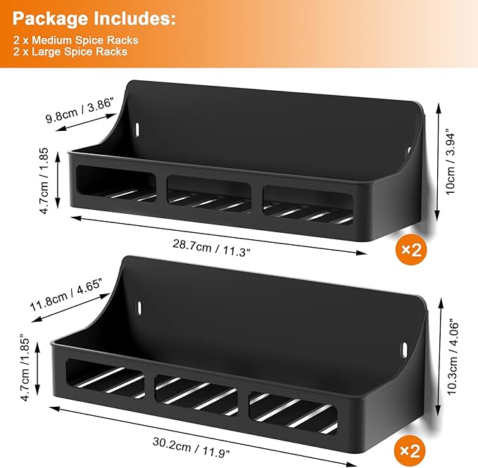 Jewem Magnetic Rack for Dry Erase Board, Magnetic Spice Rack for Refrigerator, 5 Pack Magnetic Shelf for Spice Jars, Spice Organization for Cabinet, Heavy Duty Seasoning Rack for Kitchen Organization