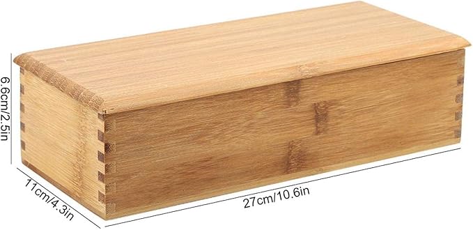 Cyrank Wooden Cutlery Box with Lid, Small Drawer Organizer Kitchen, Cutlery Organizer in Drawer for Spoon Utensil Chopsticks Box for Kitchen Countertop, 10.6x4.3x2.5inch