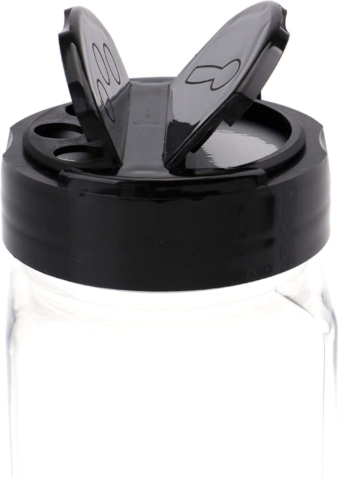 Bekith 16 Pack 9 oz Plastic Spice Jars with Black Cap, Plastic Spice Bottles Empty Seasoning Containers for Storing Spice, Herbs and Powders