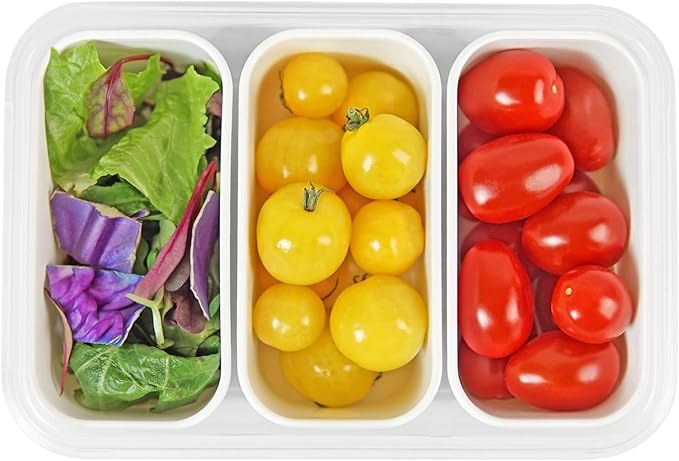 carrotez Food Storage Containers with 3 Removable Compartments, Food Prep Container with Airtight Lids, Portion Control Container, Microwave Safe, Reusable, 4.64 Cup (1100ml)