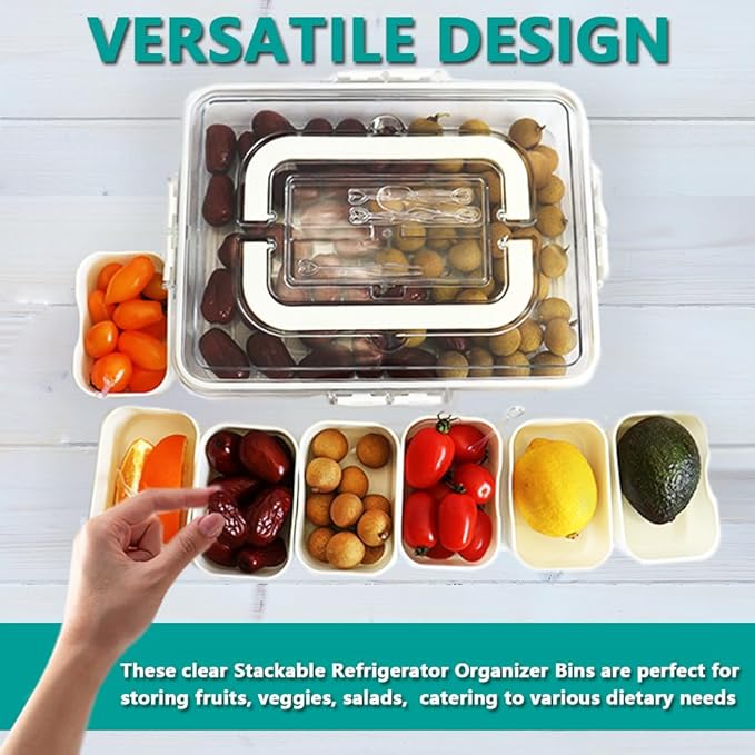 Large Fruit Containers for Fridge,Large Stackable Refrigerator Organizer Bins with Lids,BPA-Free Produce Fruit Storage Containers for Storage Clear for Food, Drinks, Vegetable Storage