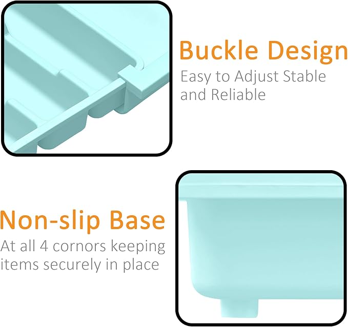 Homecor Silverware Organizer - Expandable Large Kitchen Drawer Organizer Utensil Organizer with 2 Knife Block Inserts, 22"x 19"Cutlery Tray with Drawer Dividers for Kitchen Flatware (Turquoise)