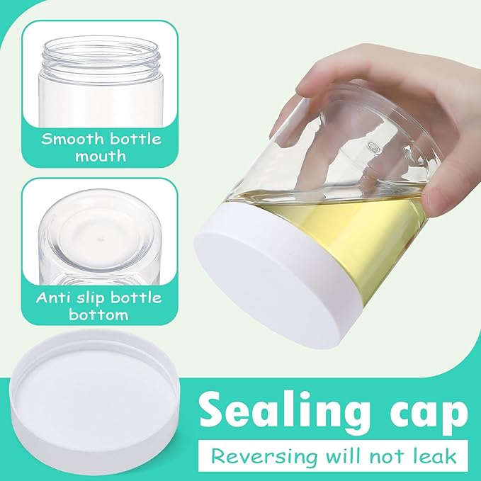 36pcs 16 oz Plastic Containers with Lids Pen Labels Leak Proof BPA Free Airtight Refillable Clear Small Containers Storage Jars for Storing Dry Food Makeup Slime Honey Jam,white