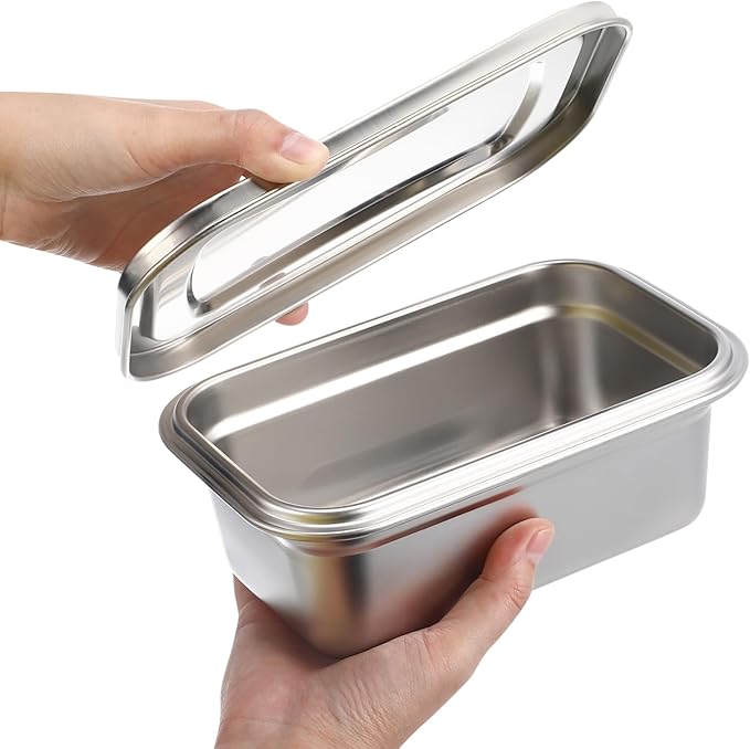 DOITOOL Reusable Ice Cream Storage Containers for Freezer with Lids Stainless Steel Freezer Box Insulated Ice Cream Tub Fridge Organizer Box for Refrigerator, 20 X 13 X 8CM