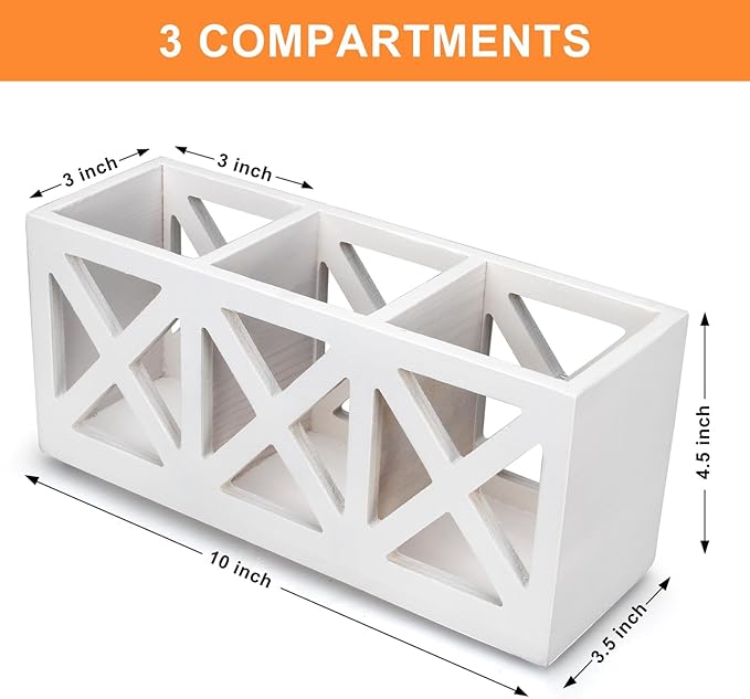 Wooden Cutlery Silverware Holder Flatware Utensil Caddy Wood Silverware Organizer Storage for Countertop Fork Spoon Knives Organizer Small Kitchen Utensil Holder Party White Table Cutlery Caddy