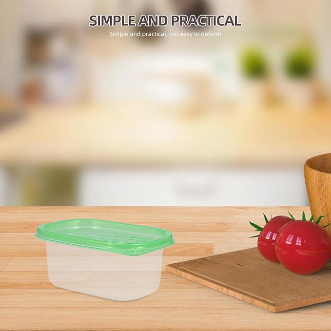 Toyvian 12pcs Food Storage Containers with Lids Rectangular Plastic Lunch Boxes Disposable Food Container Kitchen Sealed Box for Fruit Cake 280ML (Green,Blue,Transparent,Pink)