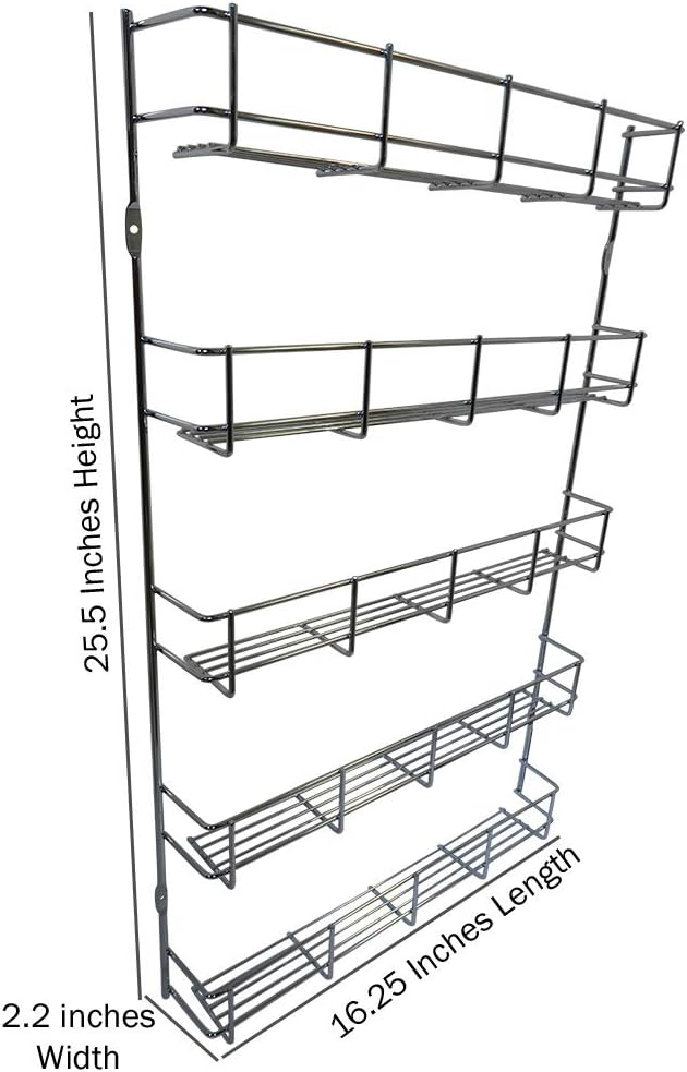 Evelots 5-Tier 40-Jar Hanging /Wall-Door Mount/Pantry Door Spice Rack/Large Spice Rack Organizer for Cabinet Door