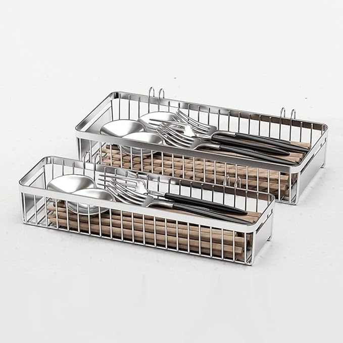 Drawer Silverware Organizer, Utensil Mesh Organizer for Chopsticks/Spoon/Fork/Knife, SUS304 Stainless Steel Drawer Utensil Drying Rack