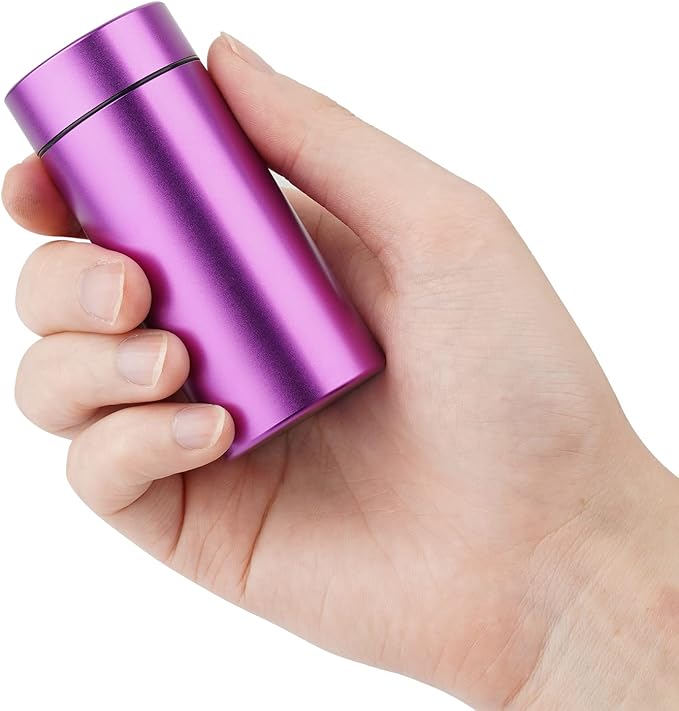 OZCHIN Aluminum Storage Jar Portable Airtight Smell Proof Container Bottle Multipurpose Storage Container for Spices, Coffee & Teas 80ml (Rose Gold&Purple)