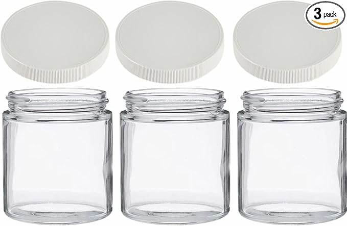 Jarming Collections Mason Jars - 16 oz Glass Extra Wide Mouth Pint Storage Jars with White Plastic Lids - Made in USA
