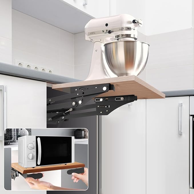 Appliances & Mixer Lift for Cabinet, Mixer Lift With Locking Mechanism, Bearing Capacity up to 45 Lbs, Mixer Shelf Lift with Soft Closing Function for Small Kitchen Appliances,Such as Mixer