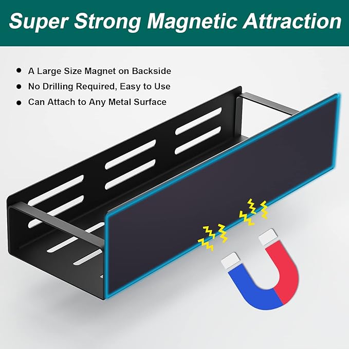 MFTEK Magnetic Spice Rack for Refrigerator, 4 Pack Spice Rack Organizer Strong Magnetic Shelf Seasoning Organizer, Metal Side Fridge Storage Rack, Space Saving Kitchen Organization