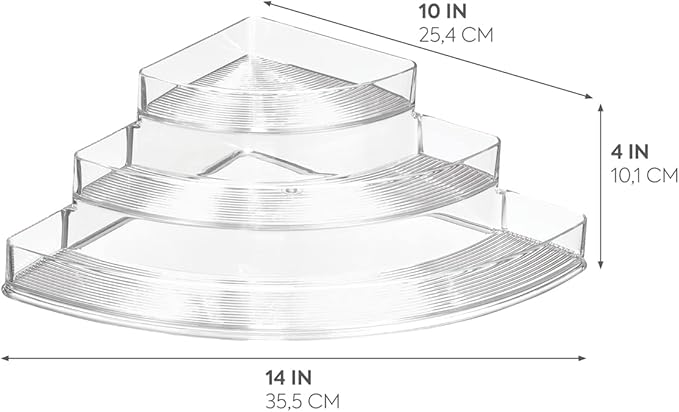 iDesign Recycled Plastic 3-Tier Stadium Spice Rack Organizer for Kitchen, Fridge, Freezer, Pantry and Cabinet Organization, The Linus Collection – 14" x 10" x 4", Clear (Pack of 2)