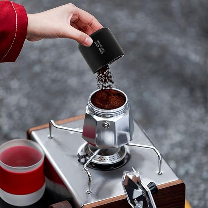 watchget Portable Mini Airtight Coffee Canister - 80ml Stainless Steel Coffee Bean Storage with CO2 Releasing Valves, Compact and Travel-Friendly Container for 30-35g Beans, Grounds, Dark Grey