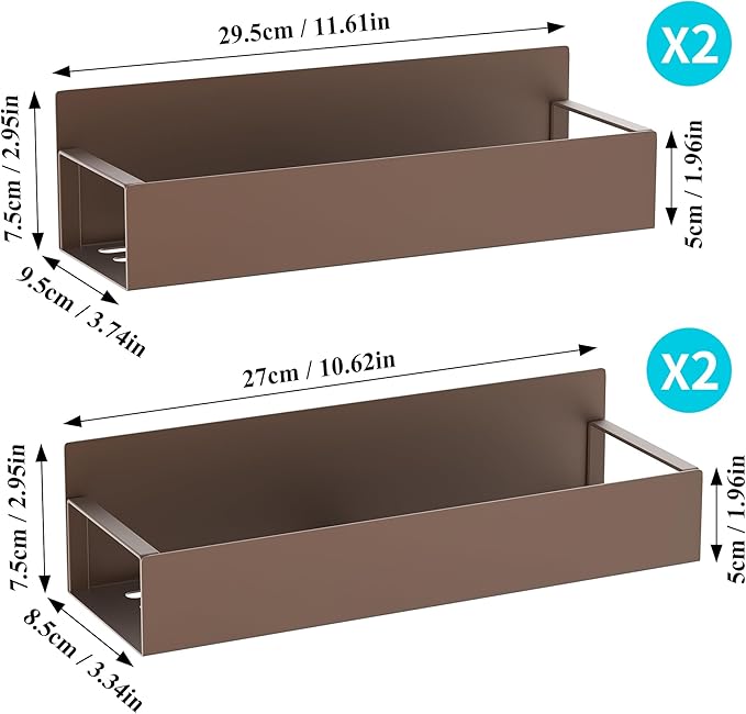 4 Pack Magnetic Spice Storage Rack Organizer for Refrigerator and Oven, Bronze Fridge Organizers and Storage