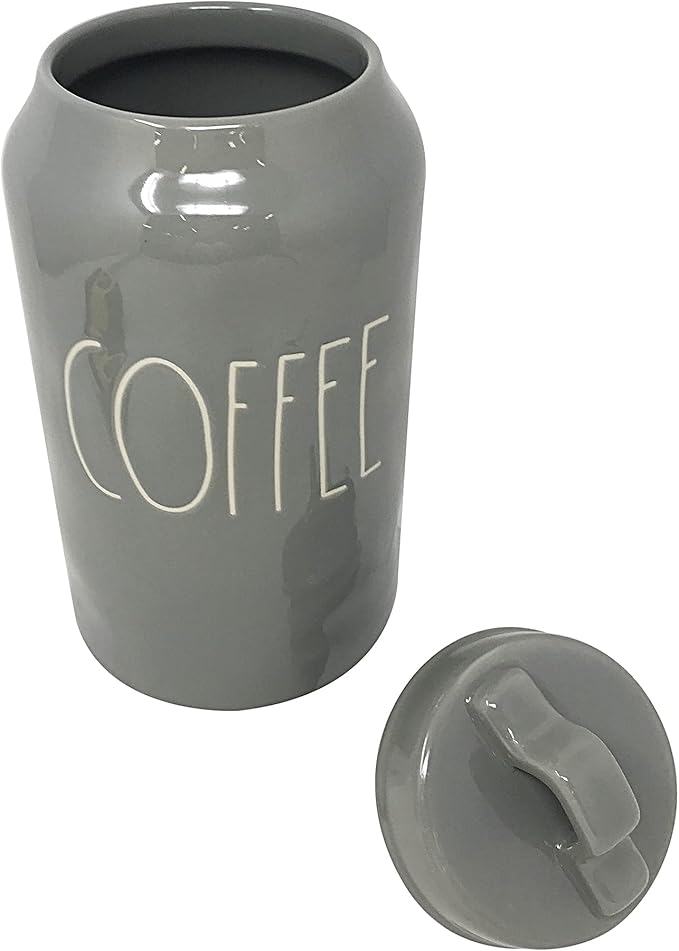 Rae Dunn by Magenta Ceramic Food Storage Canisters (9.5" in Height, Coffee/Grey/White Font)