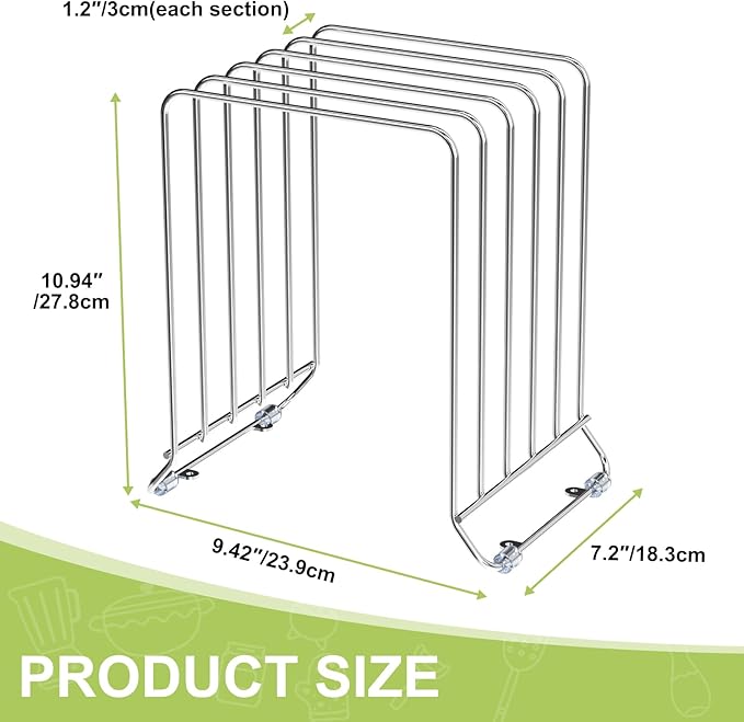 2 Pack-X-Large Kitchen Cabinet Organizer - Storage Tray Organizer Rack for Kitchen Cabinet - Divided Holder with 5 Slots for Skillets, Cutting Board, Baking Sheets(Chrome)
