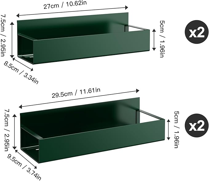 4 Pack Moveable Fridge Magnetic Spice Racks,Metal Green