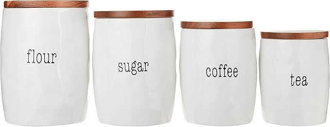 Certified International Corp It's Just Words 4 Piece Canister Set with Wood Lids, Multicolor