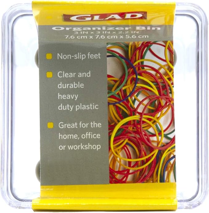 Glad Plastic Drawer Storage Tray – Heavy Duty Organizer Bin for Home, Kitchen, Bath, Bedroom, Office | Non-Slip Feet, Clear, 3" x 3"