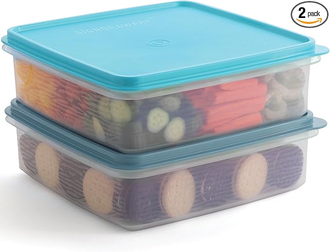 Plastic Storage Containers with Lids – 2-Pack 3L Cupcake Carrier – Leakproof Cookie Storage Containers Airtight – BPA-Free Plastic Containers with Lids for Food Storage, Meal Prep, Leftovers, Cupcakes