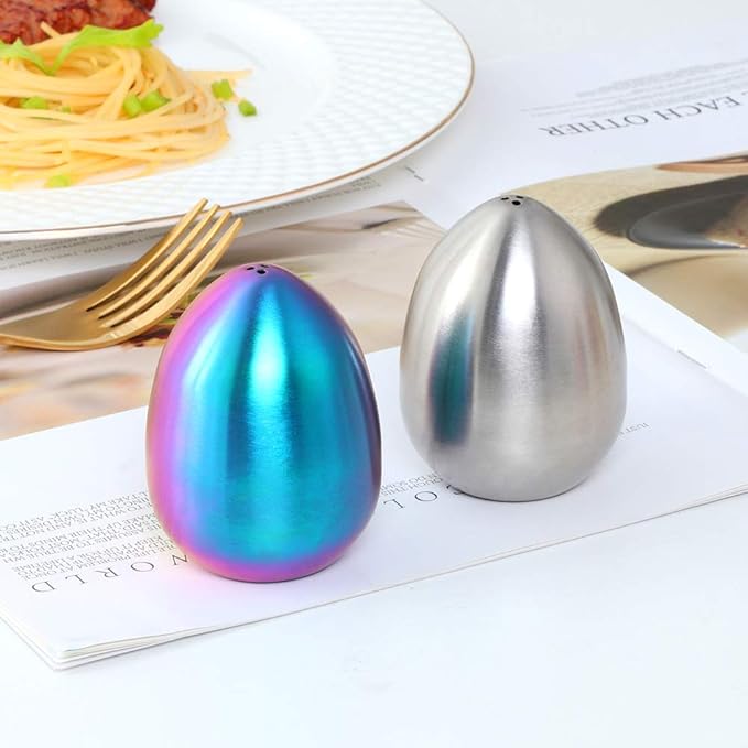 Salt Pepper Shaker Set: Stainless Steel Salt & Pepper Dispenser 2 Pieces for Kitchen (Silver)
