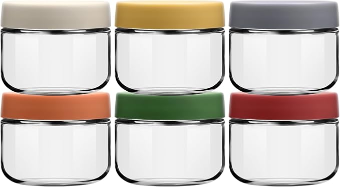 8oz Glass Jars with Lids 1 Cup Small Food Containers for Chia Pudding Jam Snack Yogurt Overnight Oats Candy,6-Pack