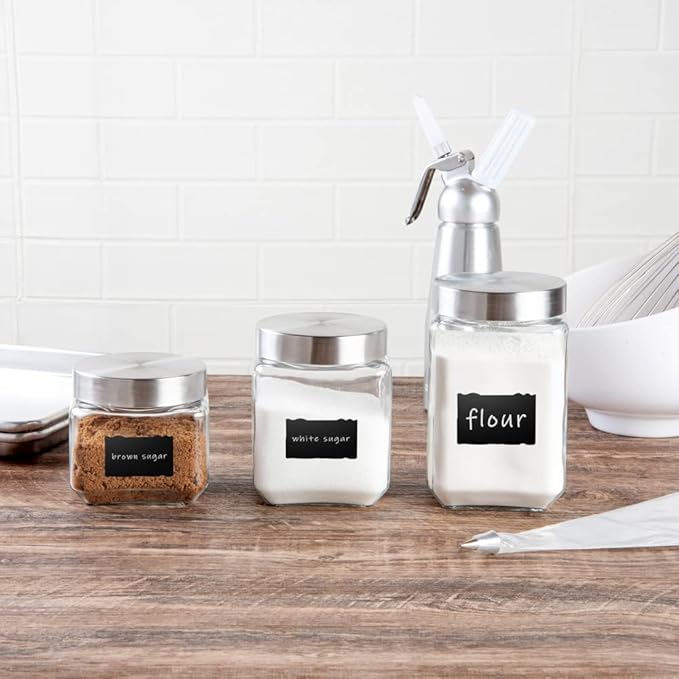Restaurantware Vetri Glass Storage Jar Set 3-Piece Dishwashable Glass Cookie Jars - Airtight Seal Hot & Cold Friendly Clear Glass Glass Candy Jars For Kitchen Laundry Or Storage