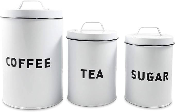Metal Storage Canisters and Containers for Home and Kitchen Organization, Function, and Decor (Canister Set)