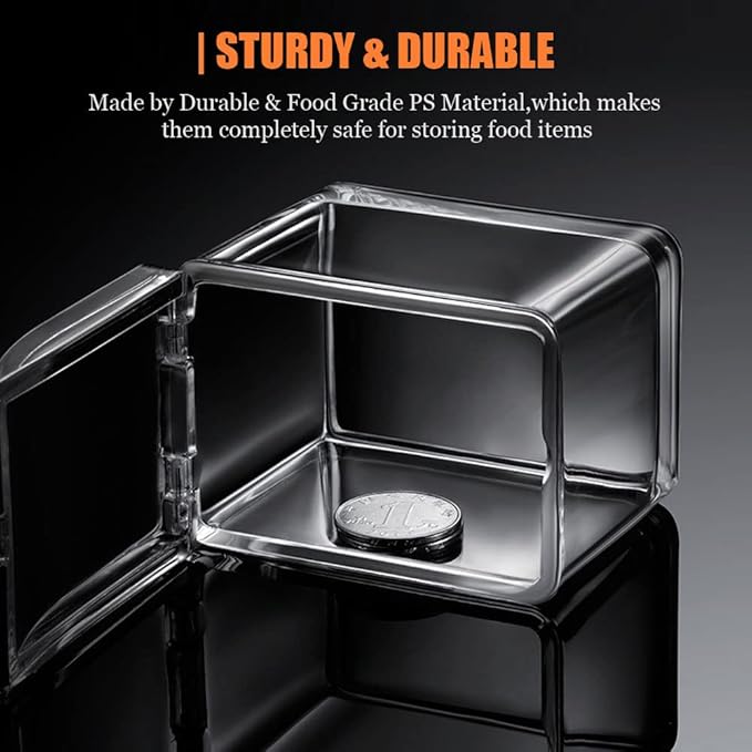V·RESOURCING Clear Seasoning Box, 3 Pieces Seasoning Rack Spice Pots Storage Container for Spice Salt Sugar Cruet Liquid,Condiment Jars with 3 Spoons