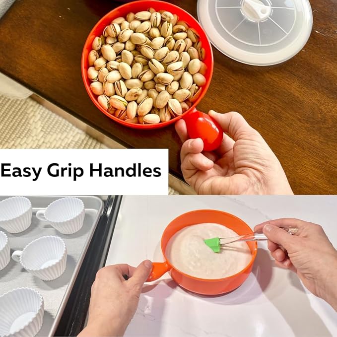 Evelots Microwave, Freezer Safe Bowls - 10 Piece Set - With Vented Lids and Handles - Soup Bowls, Ramen, Cookware, Food Container Microwave Safe - BPA Free Plastic