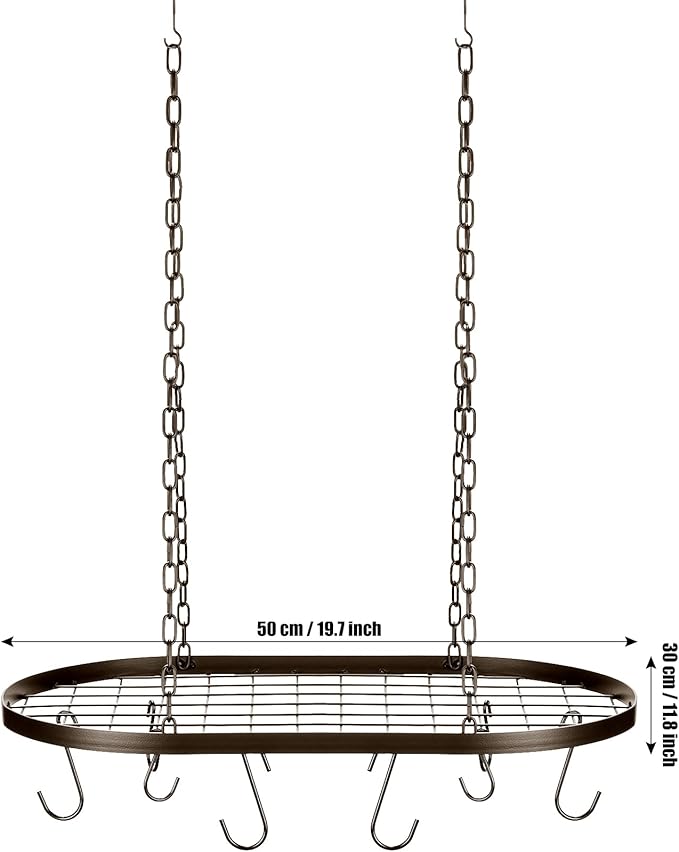 20 Inch Pots and Pans Organizer Hanging Rack Pot and Pan Organizer with 20 S Hooks for Home, Restaurant, Kitchen Cookware, Utensils, Books, Household(Bronze)