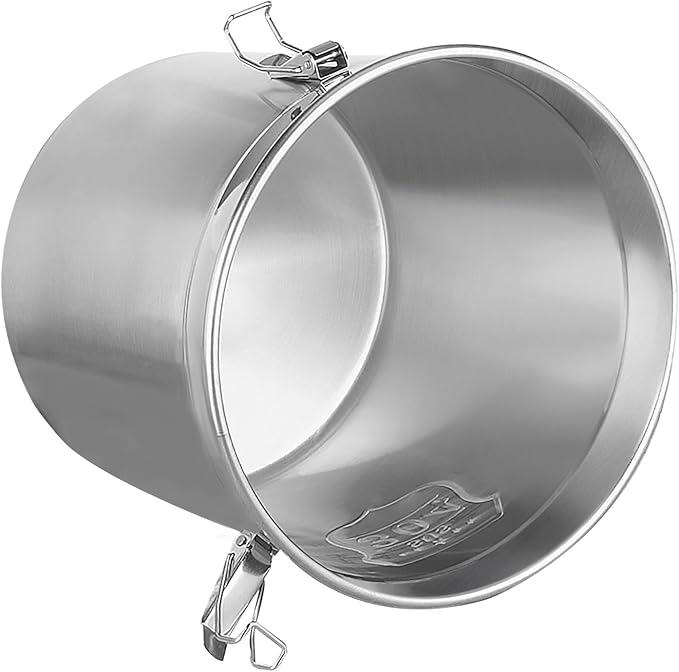 DYNAMI 304 Stainless Steel Containers With Lid,202oz Flour Containers Airtight Canister for Kitchen,Metal Canisters Bucket Milk Jug Coffee Bean Cookies Canisters with Locking Clamp (6L/1.6Gal)