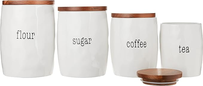 Certified International Corp It's Just Words 4 Piece Canister Set with Wood Lids, Multicolor