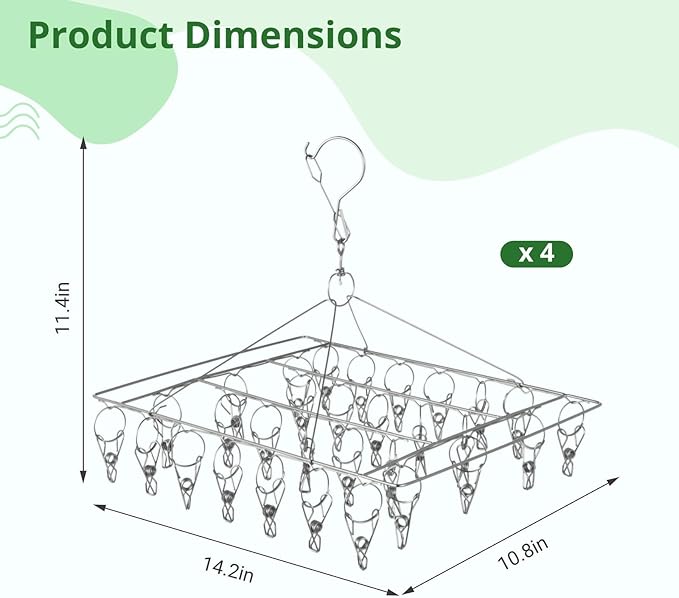 Homaisson 4 PCS Herb Drying Rack, Stainless Steel Hanging Herb Drying Rack with 30 Clips, Windproof Herb Dryer Flower Drying Rack, Space-Saving Drying Rack for Aromatic Herbs Spices Tea Leaves