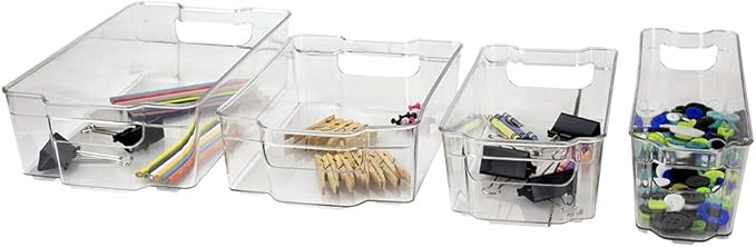 Home Basics Clear Acrylic Food Storage Container Bin for Fridge Freezer or Pantry, Stackable with Handles. Organize Fruit, Vegetables, Yogurt, Snacks, Pasta, Extra Large, 8” x 14"