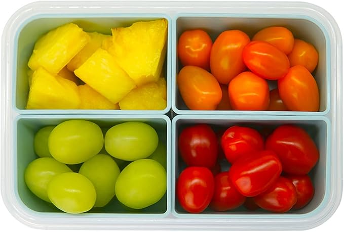 carrotez Food Storage Container with 4 Removable Compartments, Food Prep Container with Airtight Lids, Portion Control Container, Reusable, BPA Free, 6.3 Cup (1500ml)